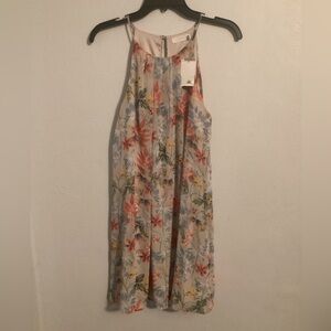 Lush NWT Woman’s Taupe and Sage Floral Midi Dress. Size Large.